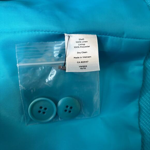 NWT Talbots Petite Linen Turquoise Jacket Size 10P - Picture 5 of 6